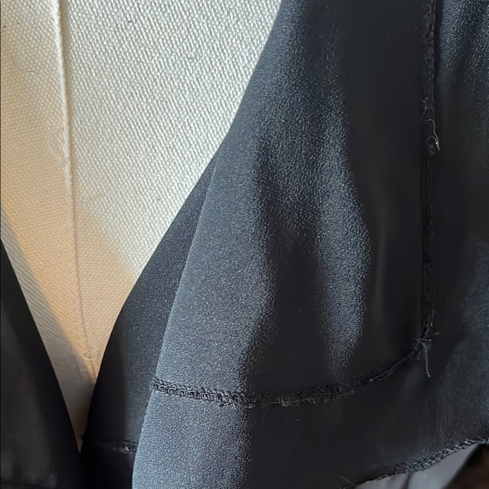 Black Leather Jacket with Ruffled Front - Picture 3 of 5